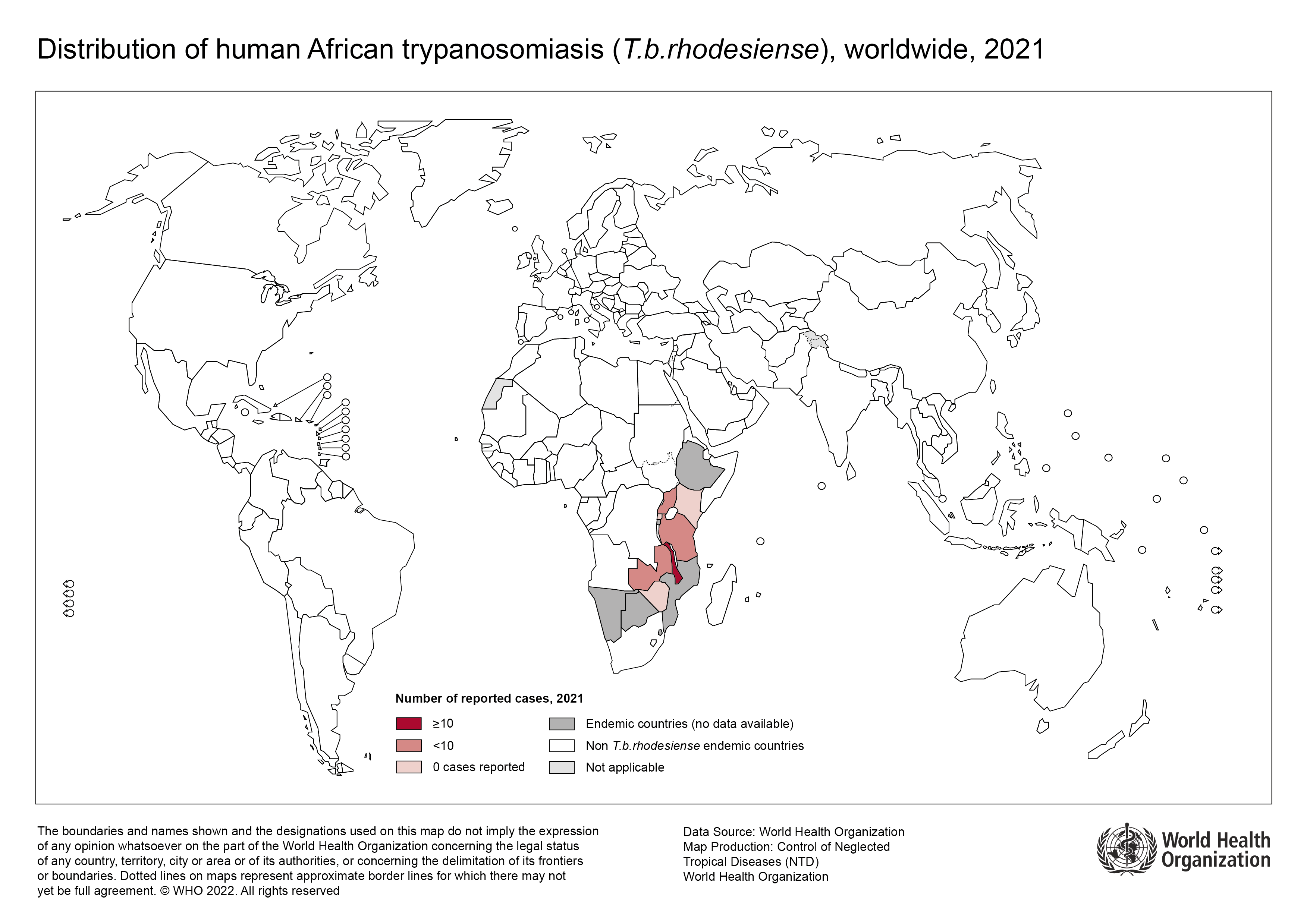 Distribution géographique des cas de Trypanosomiase rhodesiense