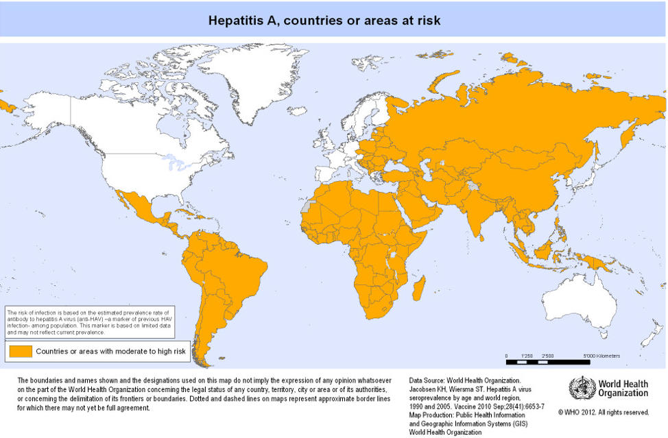 Pays à haute endémie pour l'Hépatite A